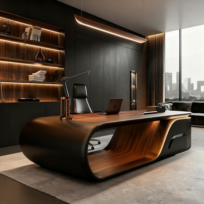 Office Furniture Manufacturers - Luksusowe, nowoczesne biurko w kształcie litery