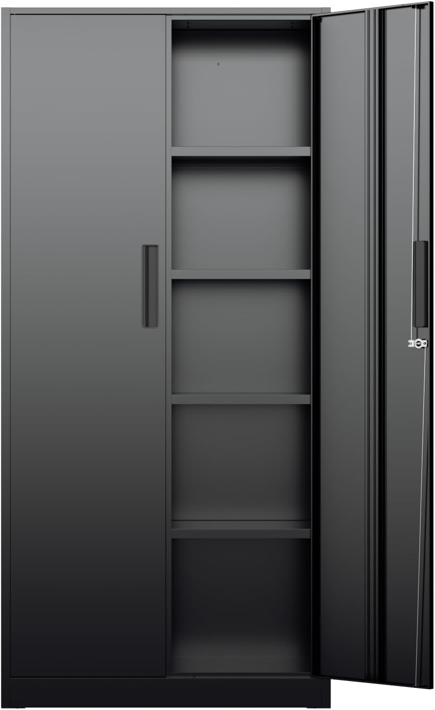 Office Furniture Cabinets - Wysoka metalowa szafa magazynowa, zamykana stalowa