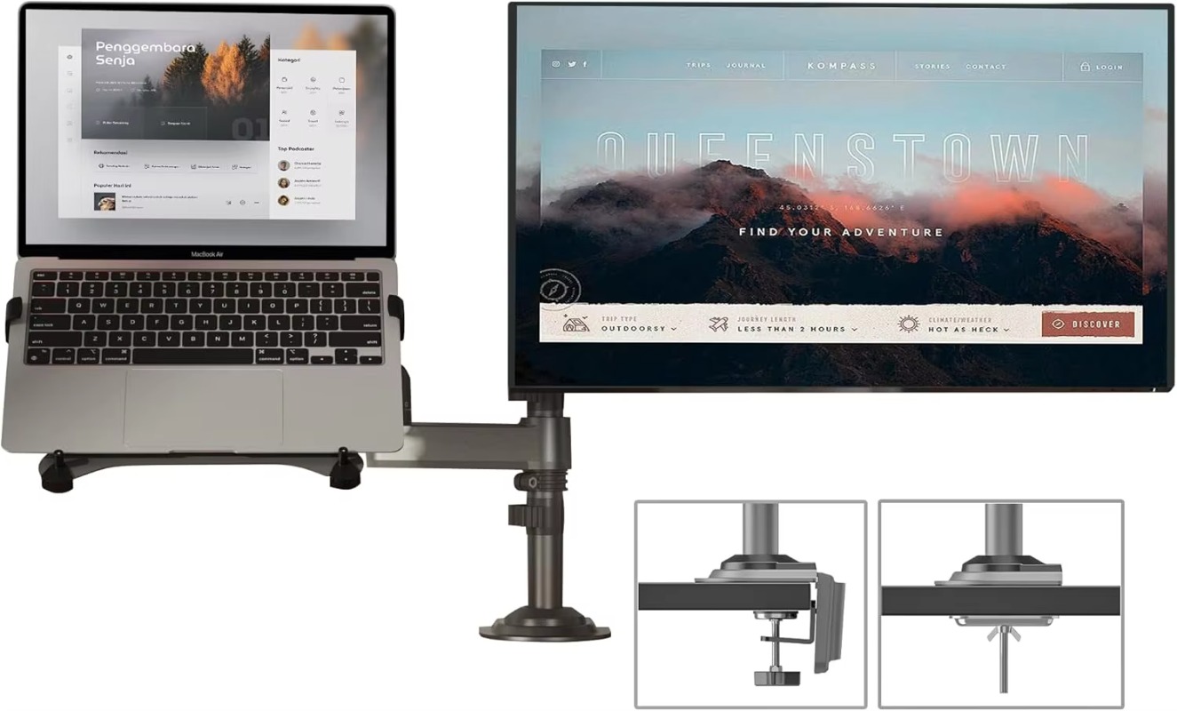 Podwójny uchwyt na laptopa 2 w – Adjustable Monitor Mount recenzja i cena